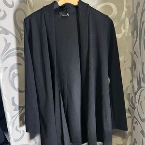 JM Fleurette Black Open Front Cardigan Size Large